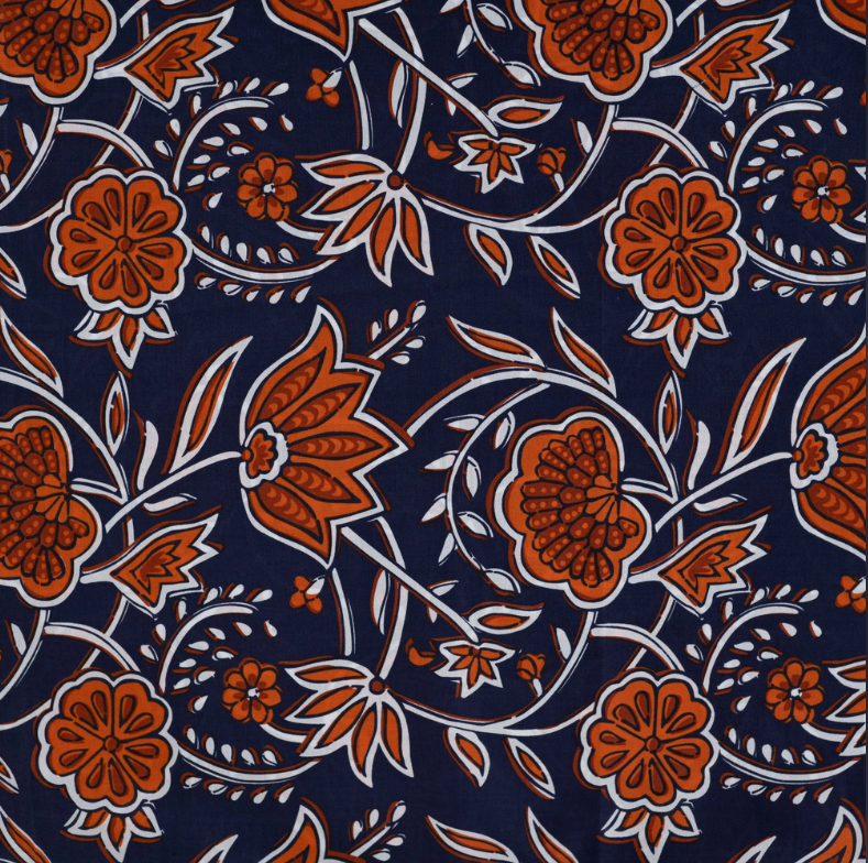 Enjoy Cotton Voile Dark Orange Flowers