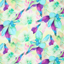 Cezanne Silky Viscose Satin Stretch Maxi Flower Turqoise/ Purple