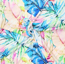 Cezanne Silky Viscose Satin Stretch Maxi Leaves Blue/Rose