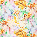 Cezanne Silky Viscose Satin Stretch Maxi Leaves Orange/Lilac