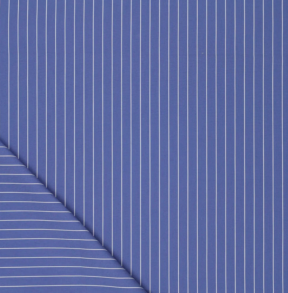 Stretch Poplin Classic Stripe Blue 