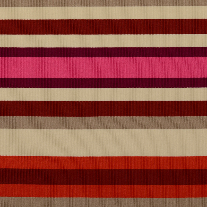 Jersey Iregular Stripes Fuchsia/Terra