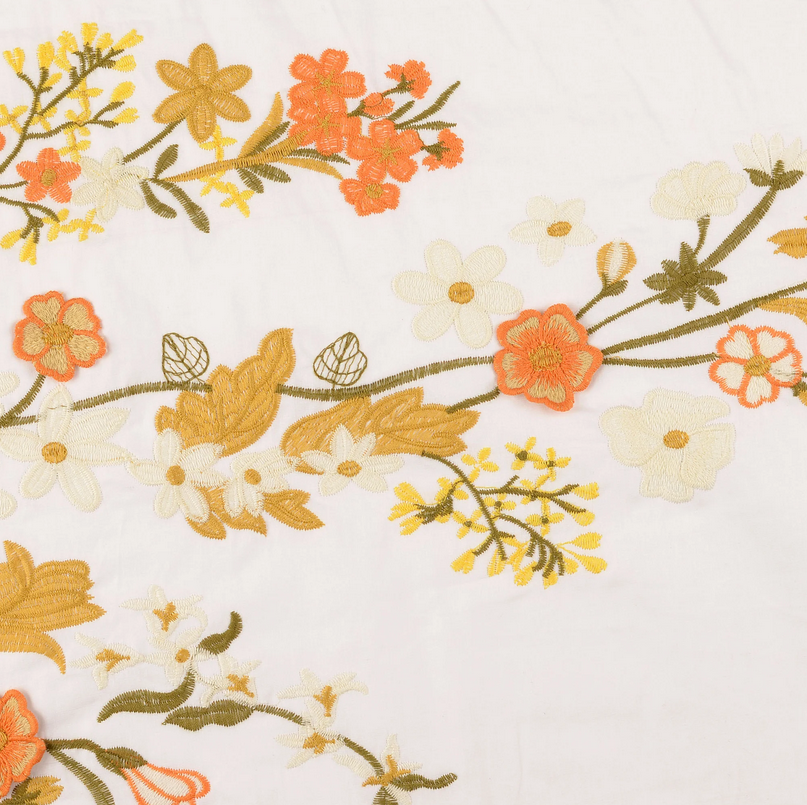 Broderie Cotton Poplin Ochre/Orange