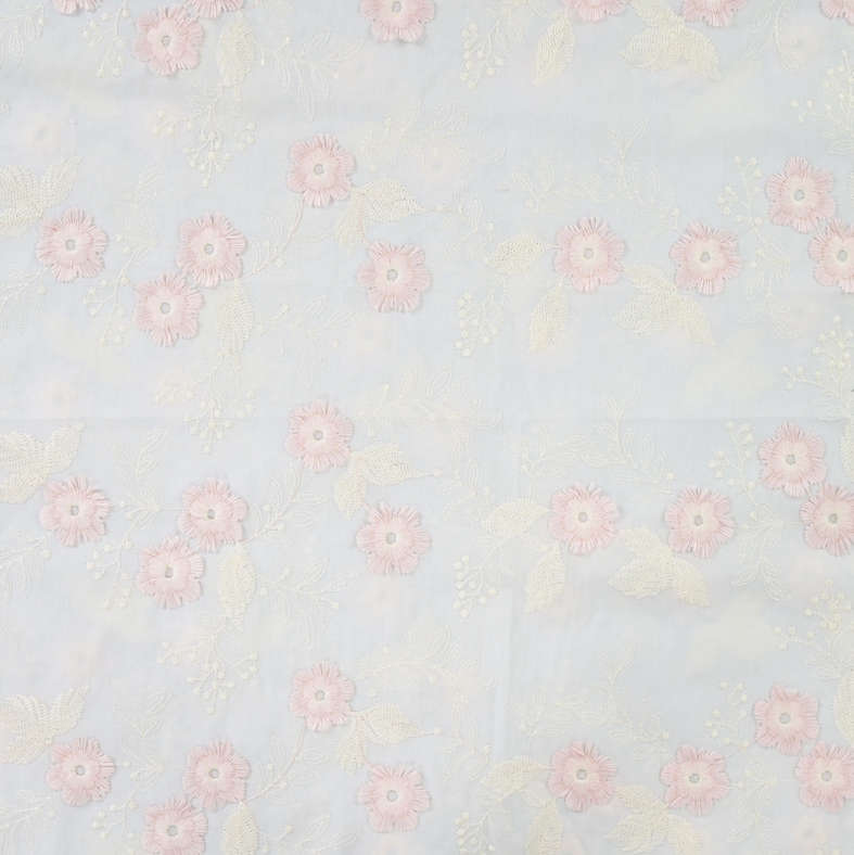 Katoenen Broderie Lovely Rose Flowers