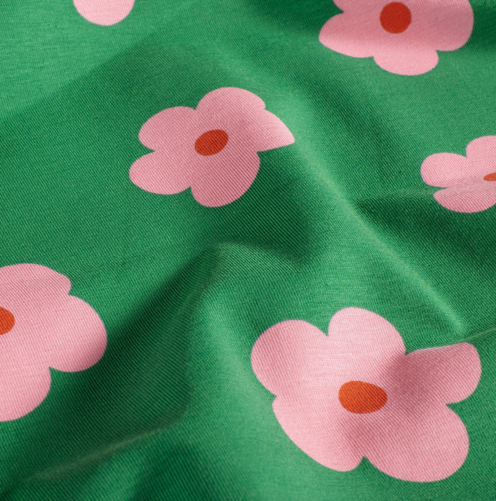 Jersey Katoen Rose Flower - Green