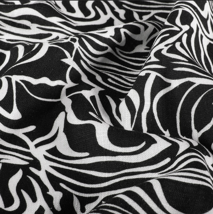 Viscose Linnen Zebra Black