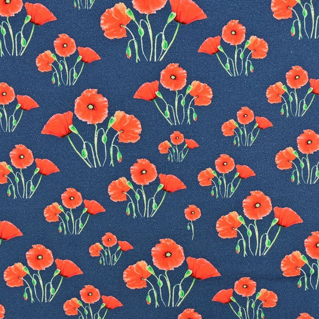 Jersey Digital Papaver Blue