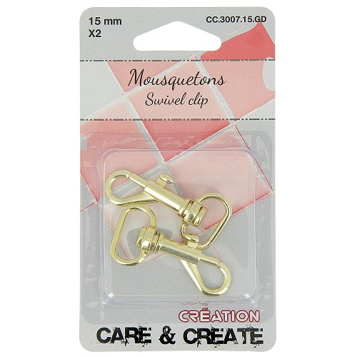 Musketonhaak 15mm Goud 2x