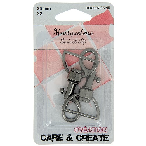 Musketonhaak 25mm Zwart 2x 