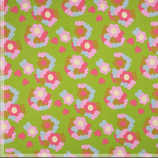 French Terry Glitter Flower Green