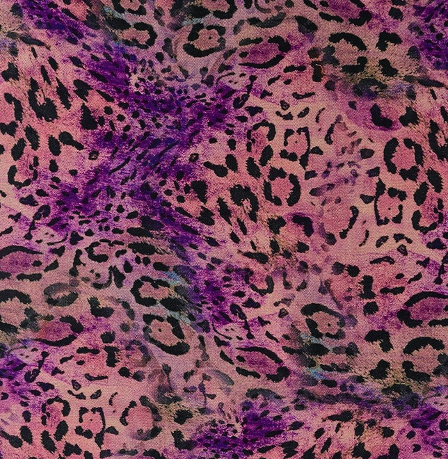 Viscose/Nylon  Crêpe Leopard Purple