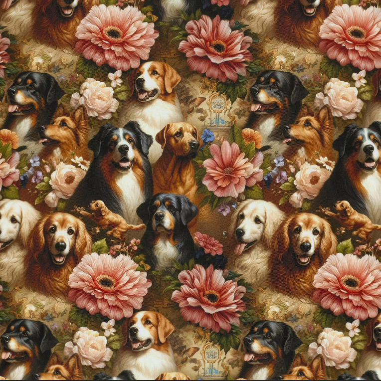 Canvas Digital Dogs & Flowers