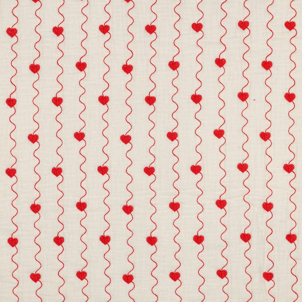 Matelassé Double Gauze Hearts Natural 