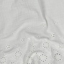 Double Gauze One-side Embroidery Border White
