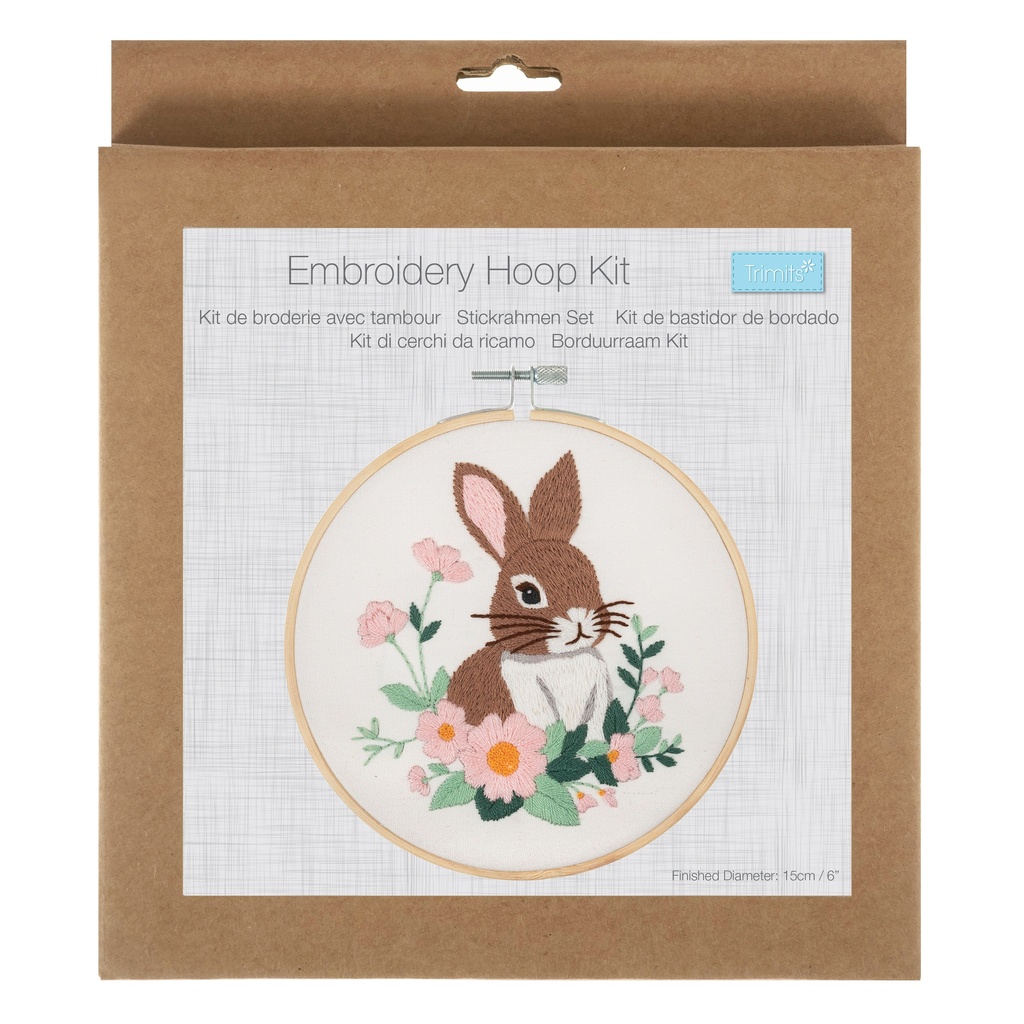 Borduurkit met borduurring 15cm - Konijn
