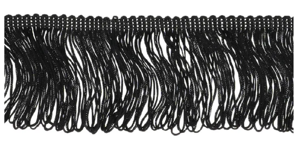 Franjeband lussen nylon 75mm - zwart