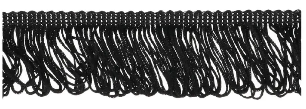 Franjeband lussen nylon 50mm - zwart  