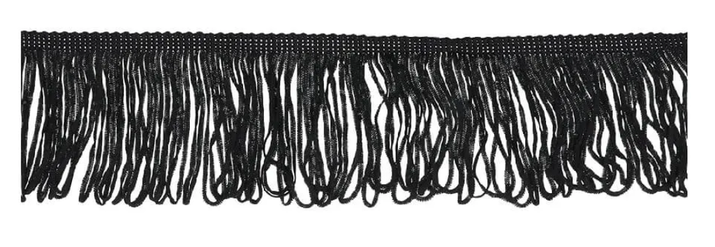 Franjeband lussen nylon 100mm - zwart  