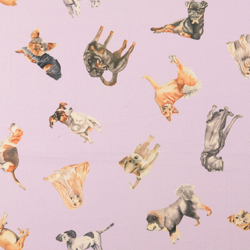 Cotton Digital Dogs Lilac