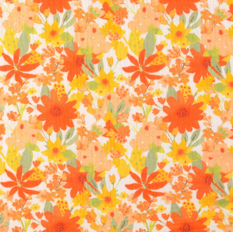 Double Gauze Digi. Summer Flower Orange