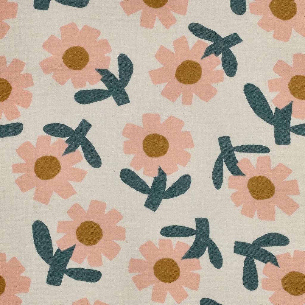 Jennifer Bouron Organische Double gauze Flowers - Peach