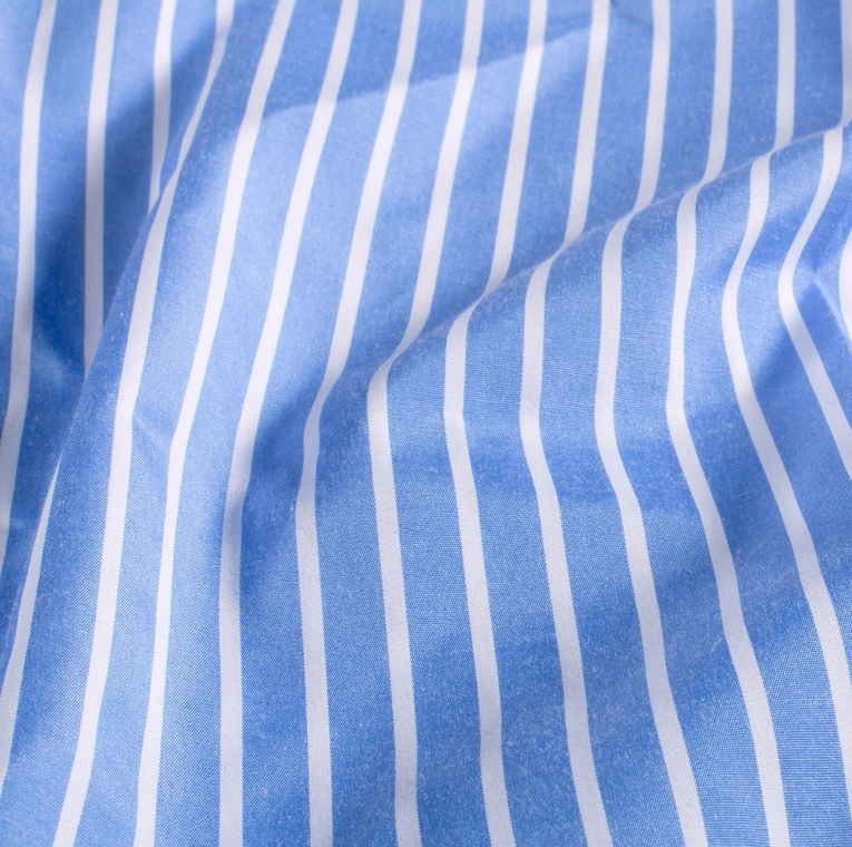 Polye./Katoen Strepen 1 cm. Hemelsblauw