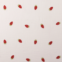 Double Gauze Broderie Strawberries - White