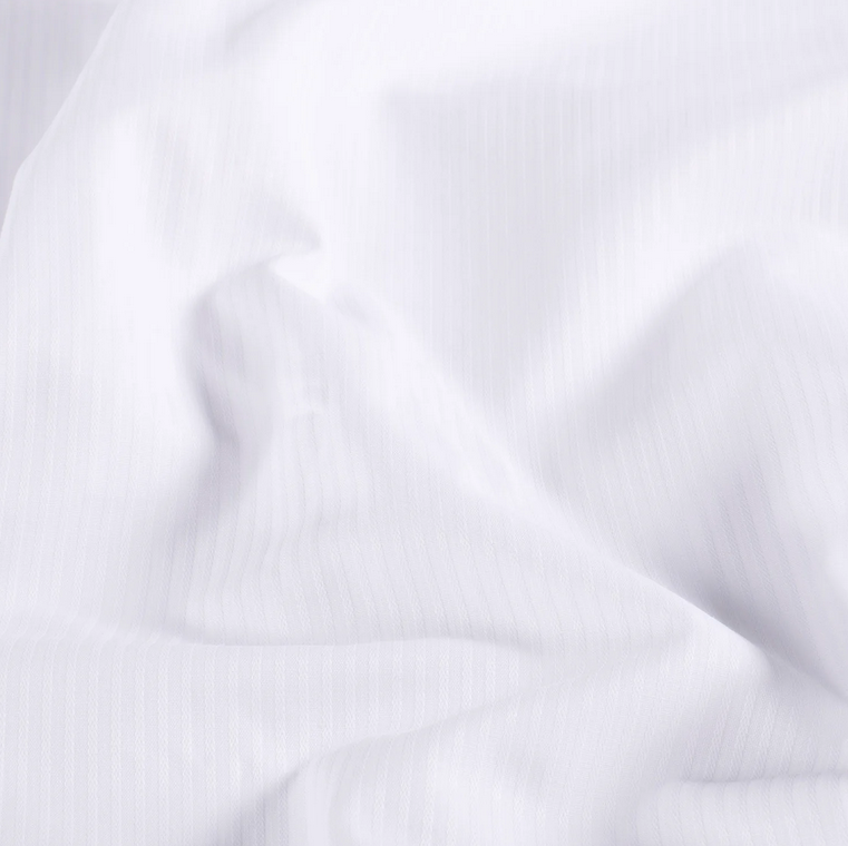 Polye./Katoen Strepen Ton sur Ton White