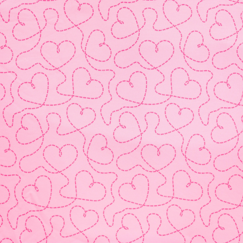 French Terry Neon Glitter Hearts Rose