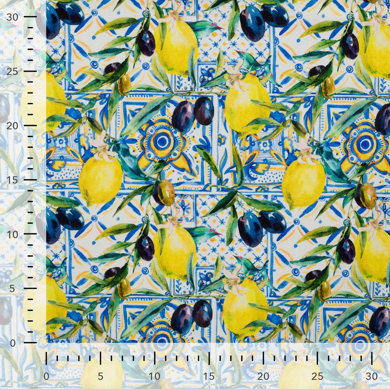 French Terry Digital Lemons & Olives