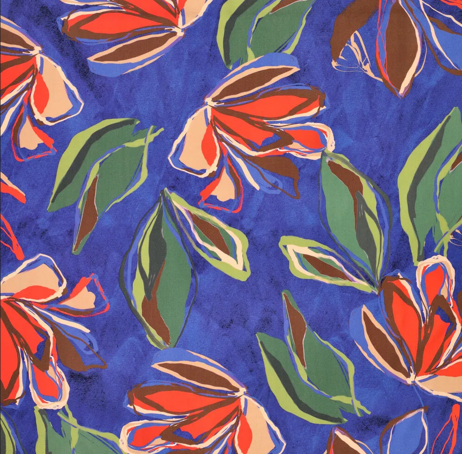 Viscose Stretch Tulip Lines Cobalt