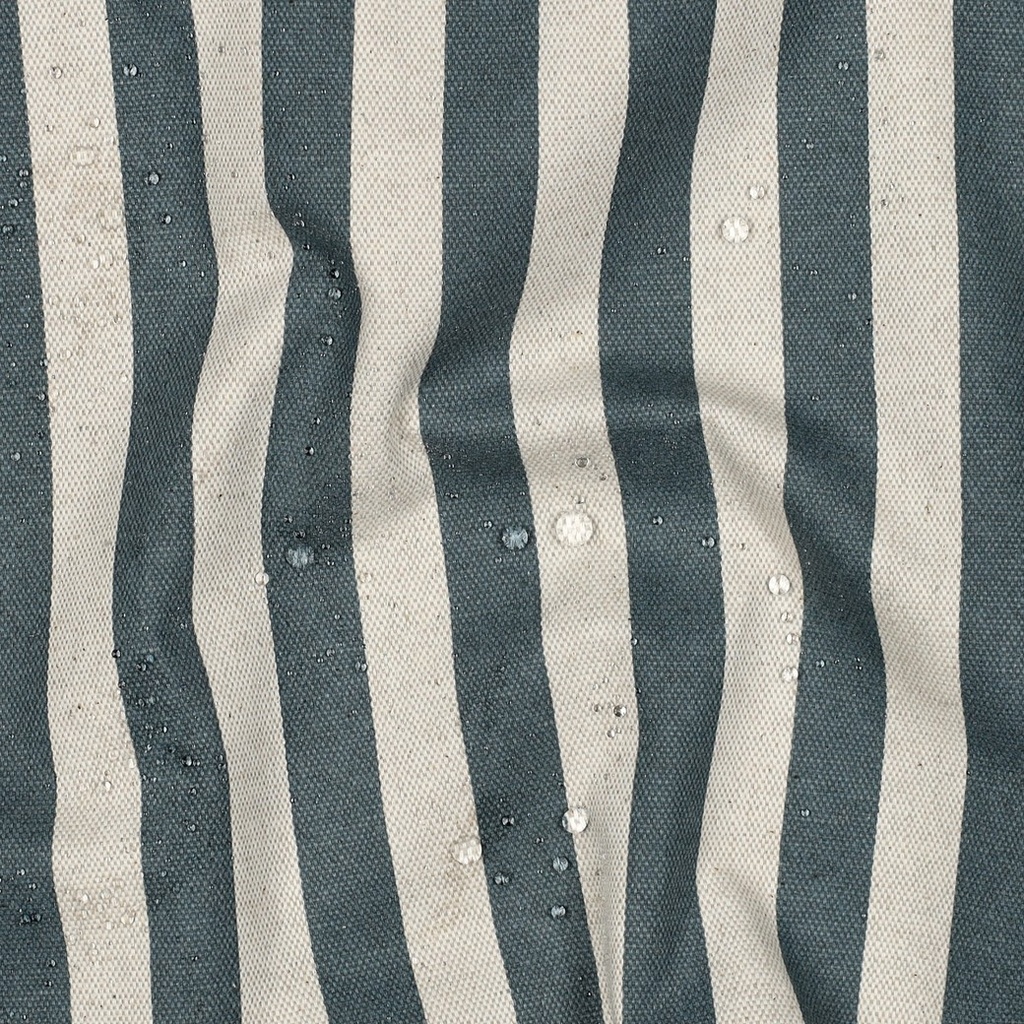 Coated Canvas Linen Look 15 mm. Stripes Denimblue