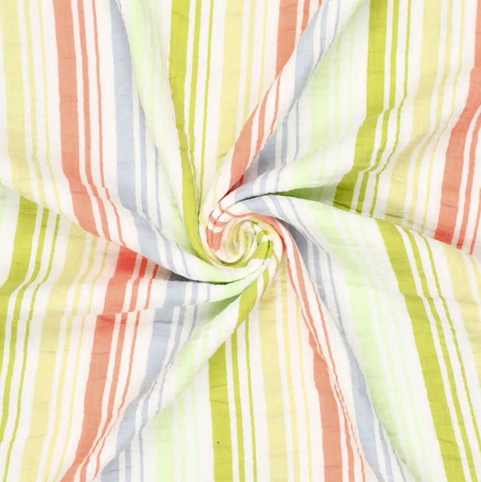 Double Gauze Beach Stripe Green/Salmon