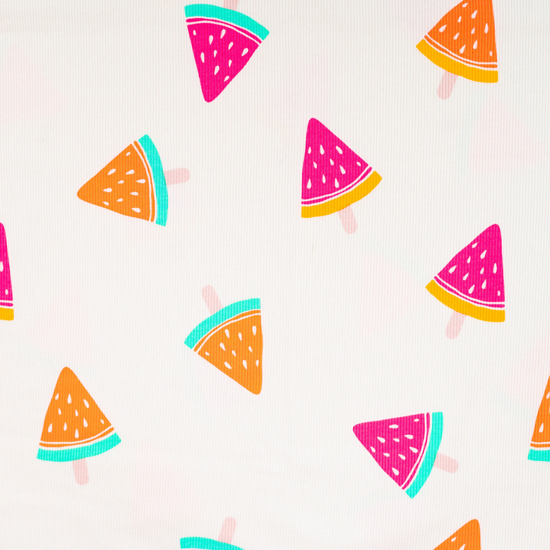 Ribjersey Print Neon Watermelon Ecru