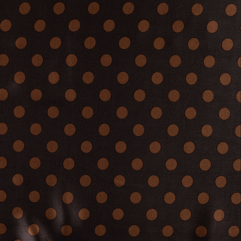 Viscose Satin Dots Dark Brown
