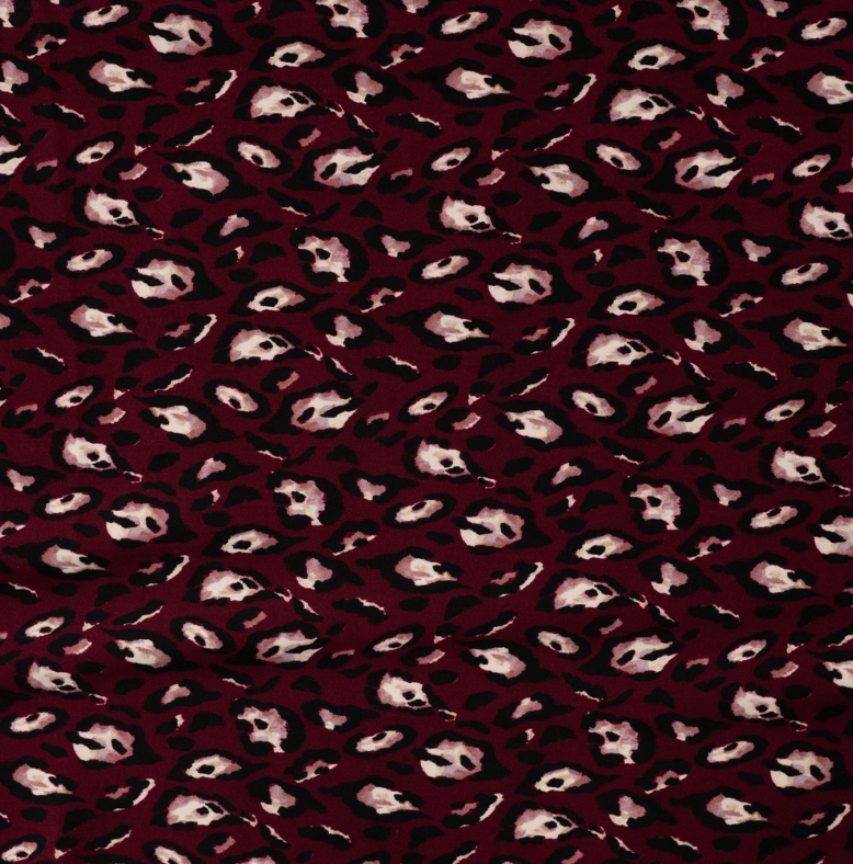 Viscose Twill Print Leopard Wine