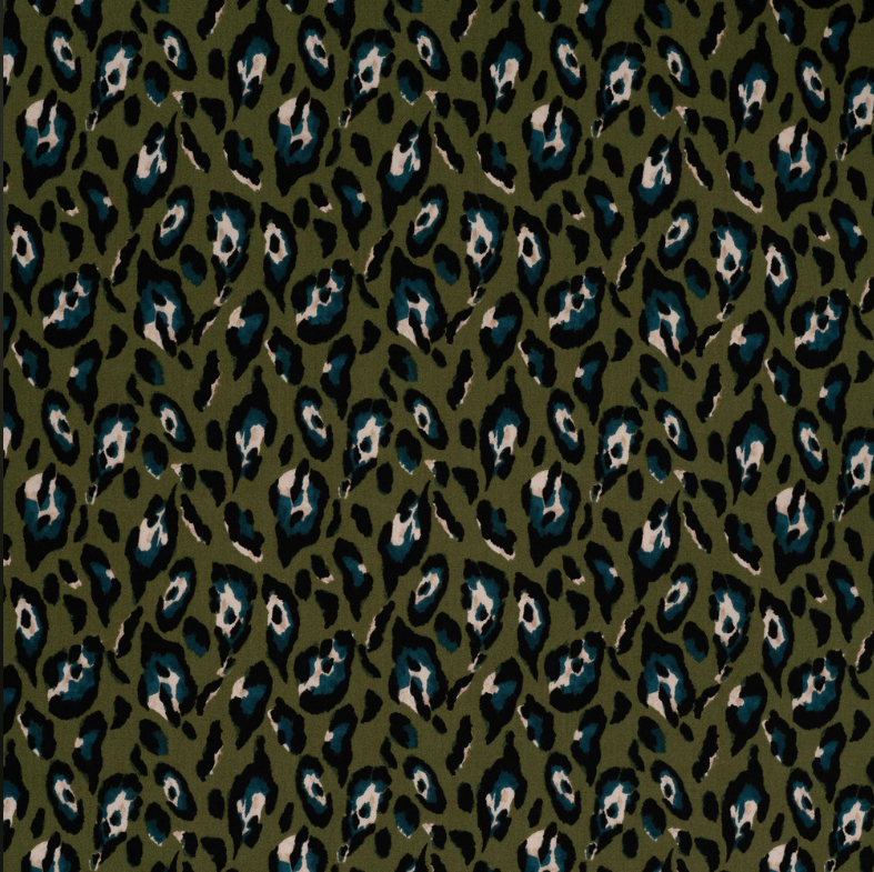 Viscose Twill Print Leopard Green