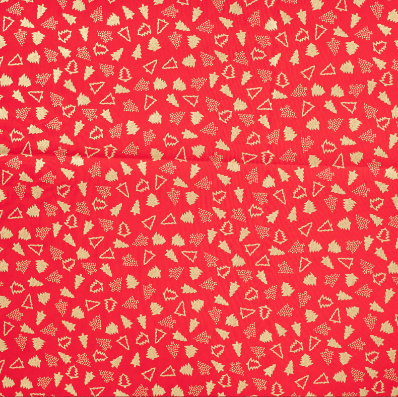Katoen Kerst Foil Christmas Tree Red
