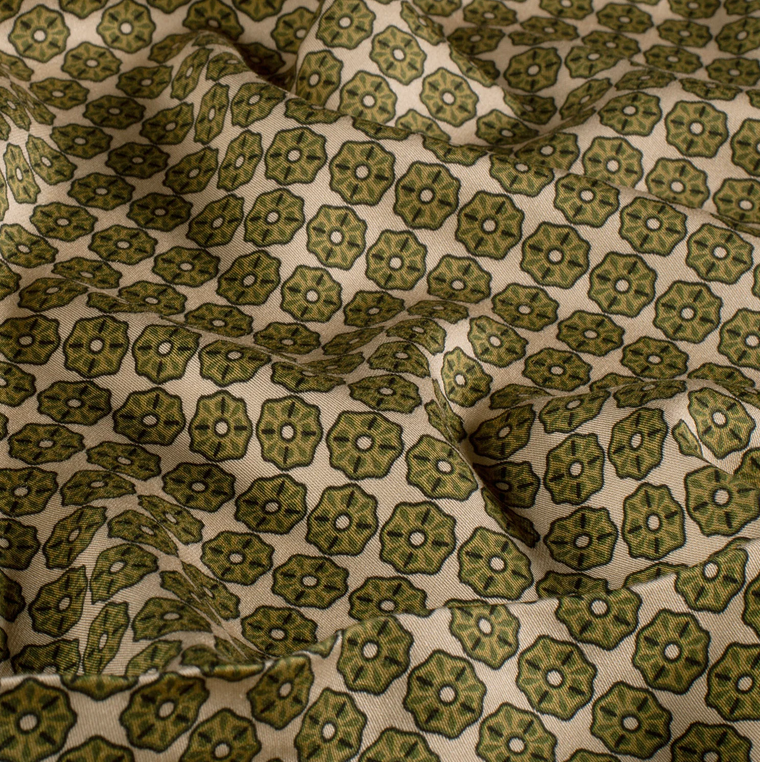 Viscose Satin Retroprint Kaki