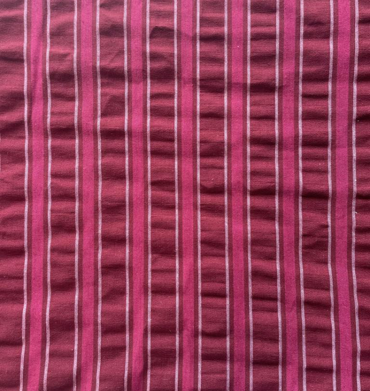 Seersucker Rayures tisse teint Bordeaux/Fuchsia