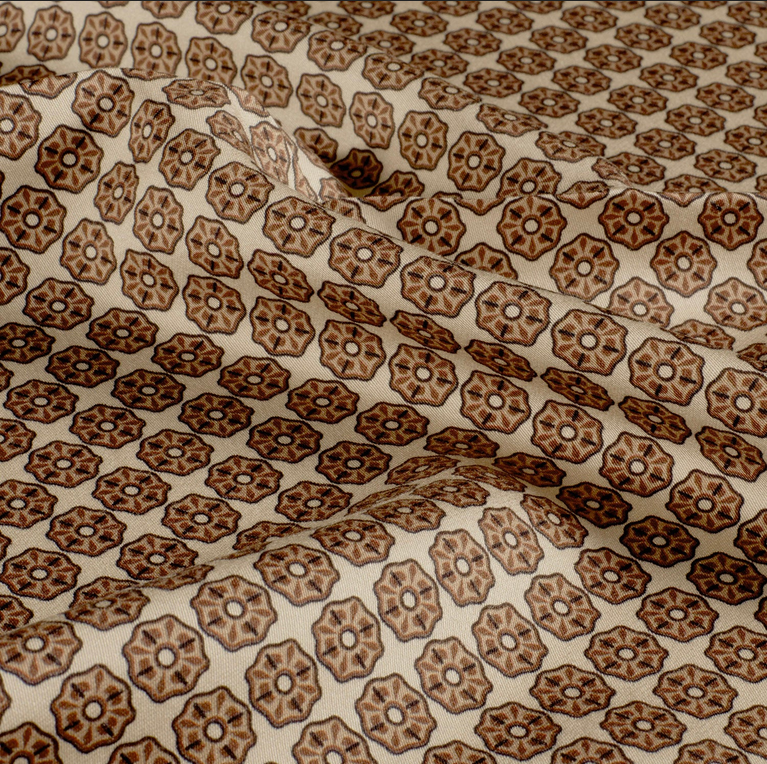 Viscose Satin Retroprint Brown