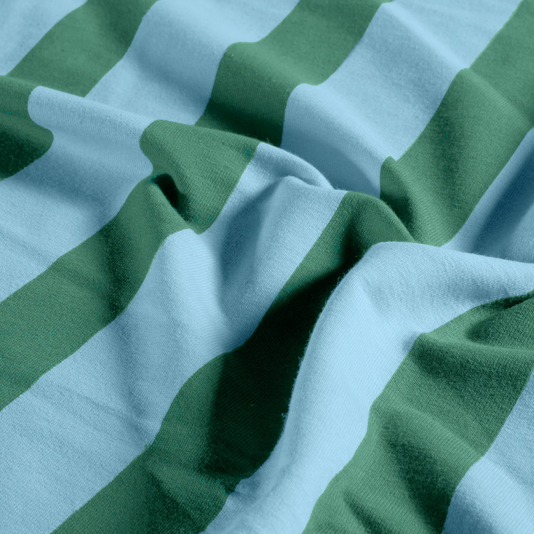 French Terry Vertical Stripe Light Blue/Green