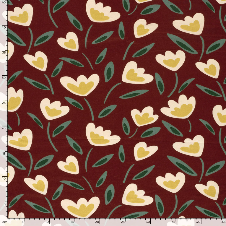 French Terry Tulips Aubergine