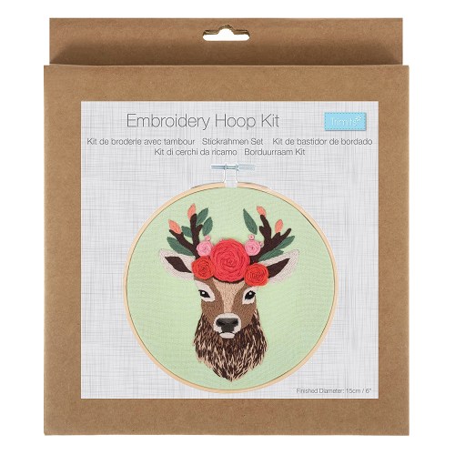 Borduurkit 15cm met borduurring - Hert