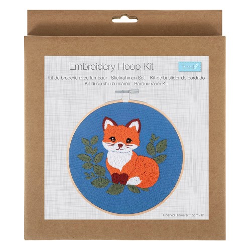Borduurkit 15cm met borduurring - Vos