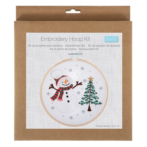 Borduurkit 15cm met borduurring - Sneeuwman