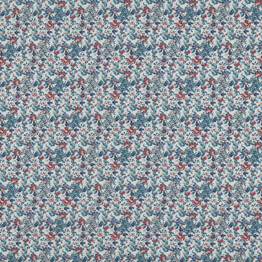 Fine Poplin Digital Small Flowers White