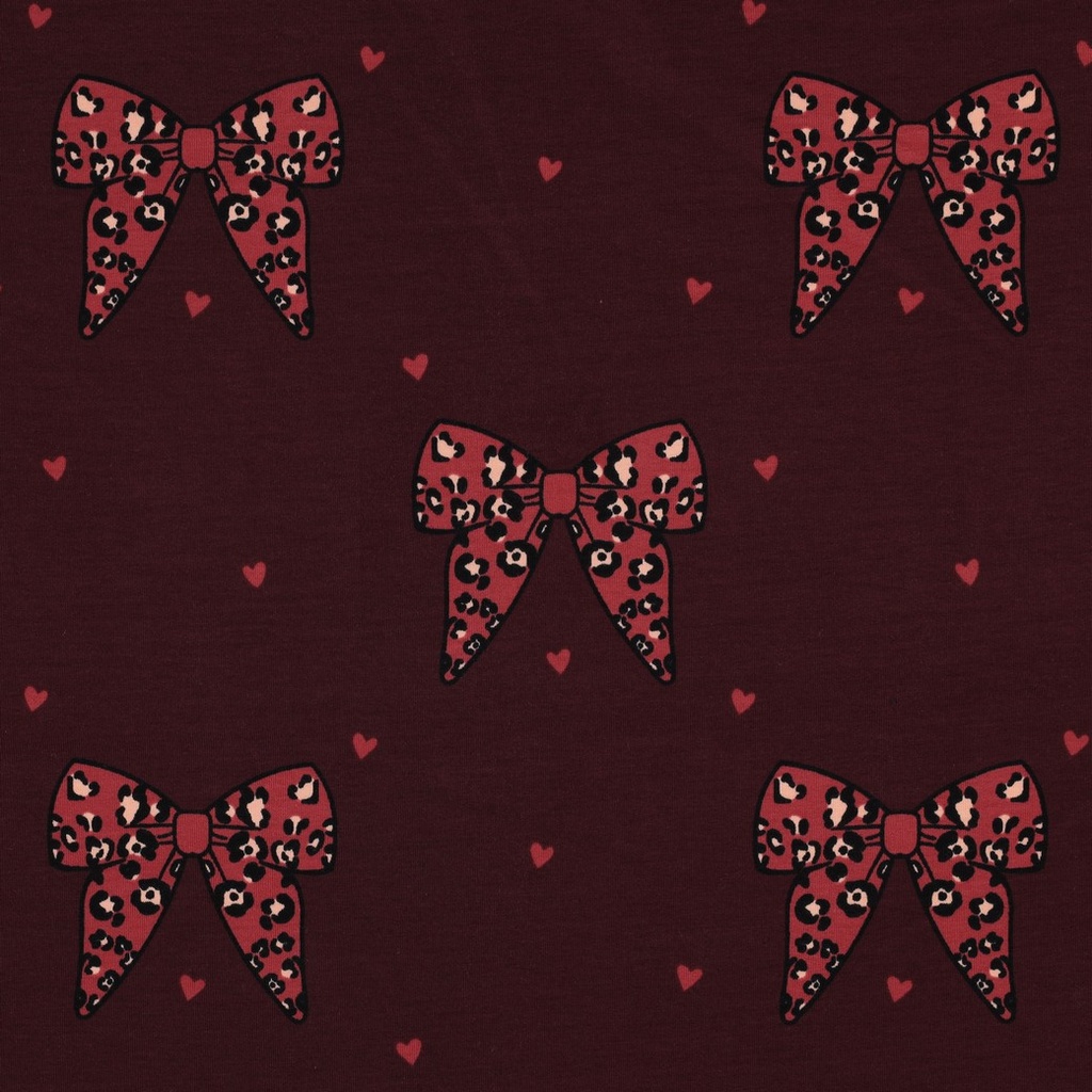 French Terry Animal Skin Bows Burgundy