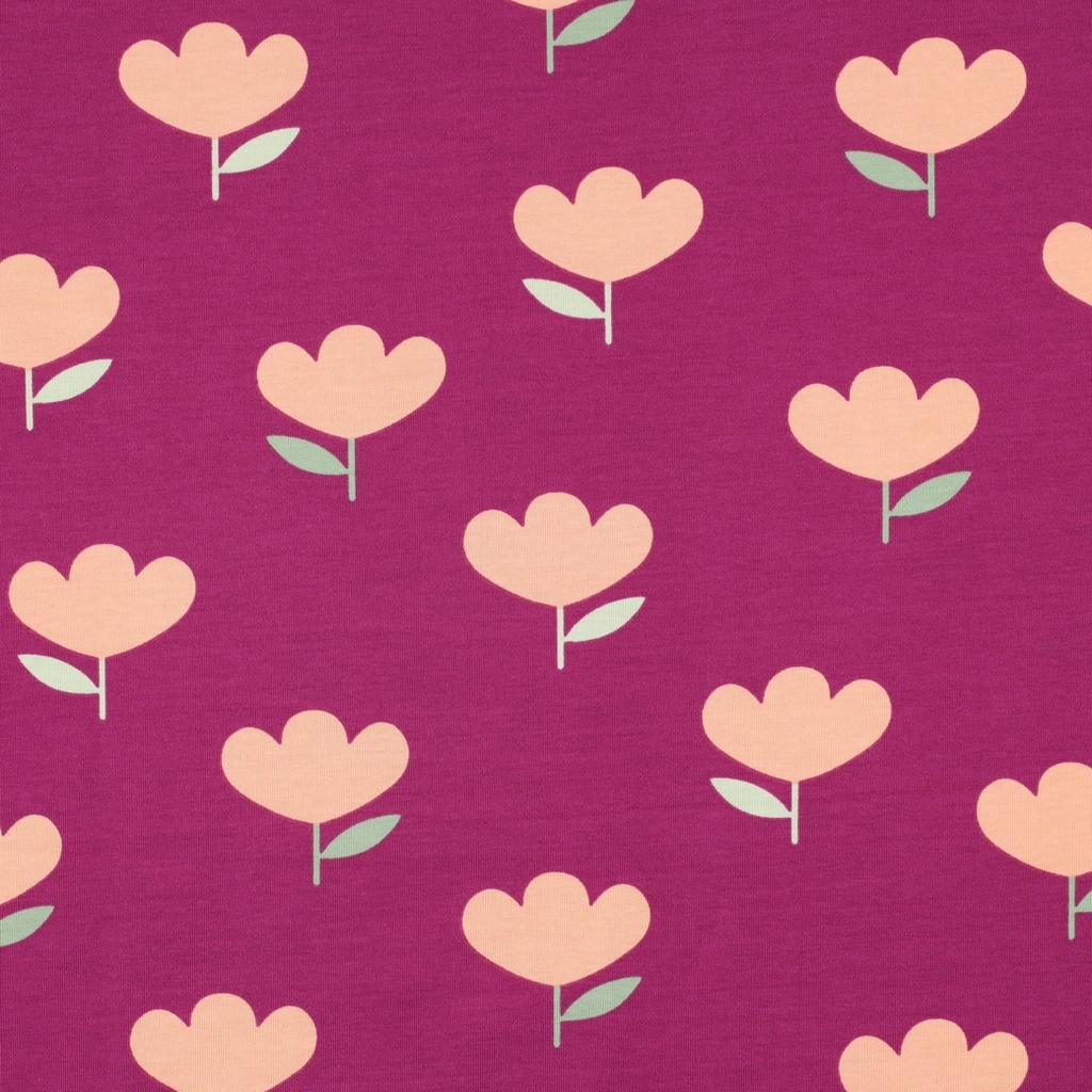 Jersey Salmon Flowers - Dark Fuchsia