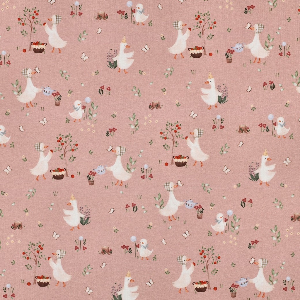 Jersey Bio Digital Geese & Flowers Pink